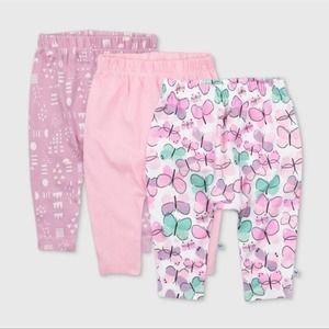 Honest Baby Girls leggings 3pk Organic Cotton Cuff-Less Harem Flutter Pants 18 m